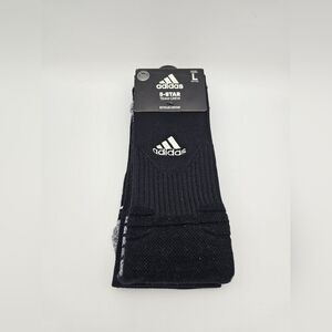 Adidas 5-Star Team Cushioned Crew Socks Black/White Mens Size Large